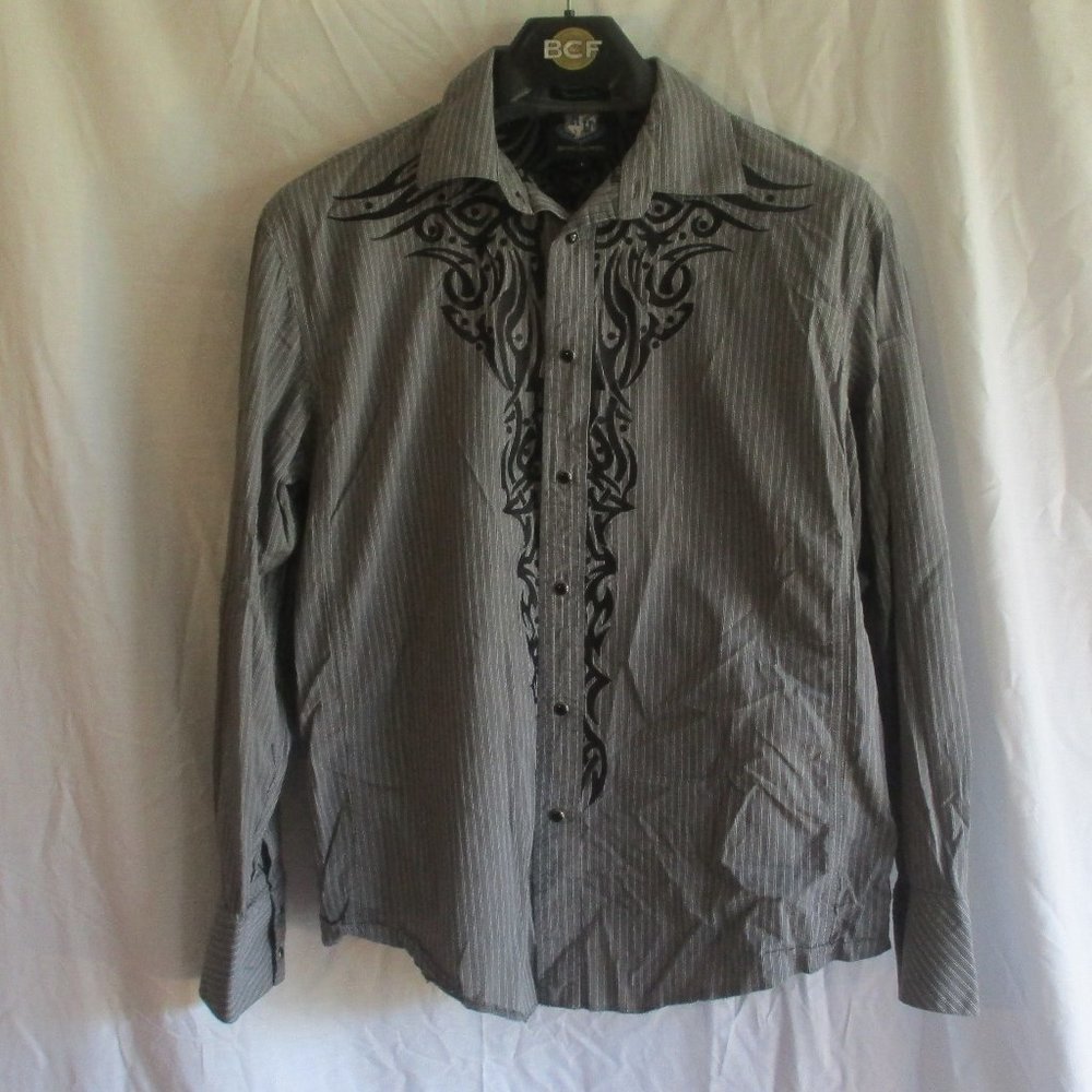 🙈Resistol Western tribal print striped shirt